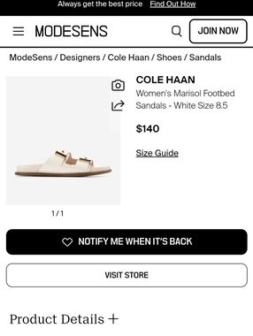 Cole Haan Marisol Footbed Sandal  – Ivory Patent Label NIB